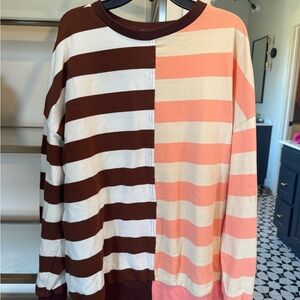 Striped Brown and Pink Women's Top
